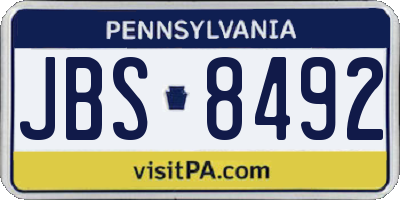 PA license plate JBS8492