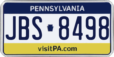 PA license plate JBS8498