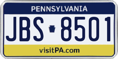 PA license plate JBS8501
