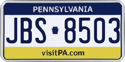 PA license plate JBS8503