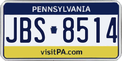 PA license plate JBS8514