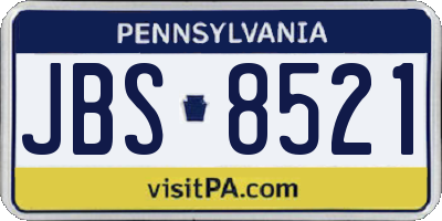 PA license plate JBS8521
