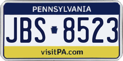 PA license plate JBS8523