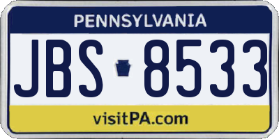 PA license plate JBS8533