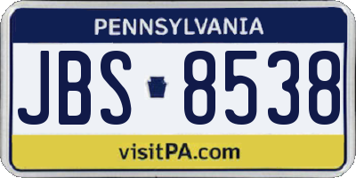 PA license plate JBS8538
