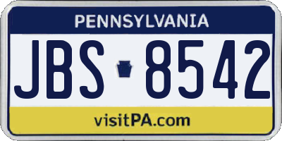 PA license plate JBS8542