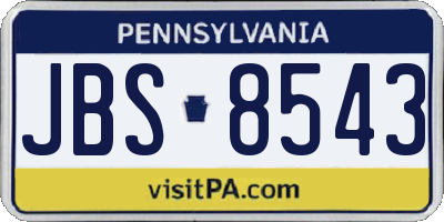PA license plate JBS8543