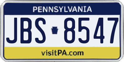 PA license plate JBS8547
