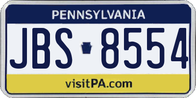 PA license plate JBS8554