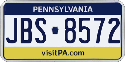 PA license plate JBS8572