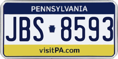 PA license plate JBS8593