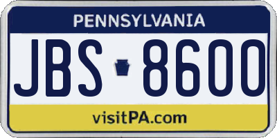 PA license plate JBS8600