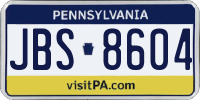 PA license plate JBS8604