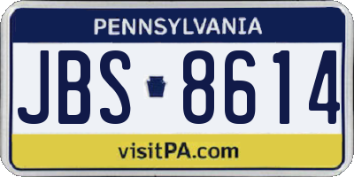 PA license plate JBS8614
