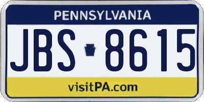 PA license plate JBS8615