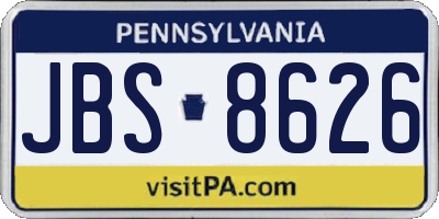PA license plate JBS8626