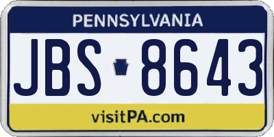 PA license plate JBS8643