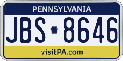 PA license plate JBS8646