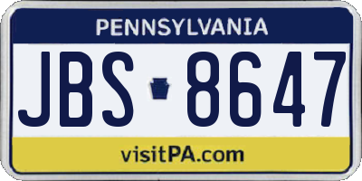 PA license plate JBS8647