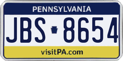 PA license plate JBS8654
