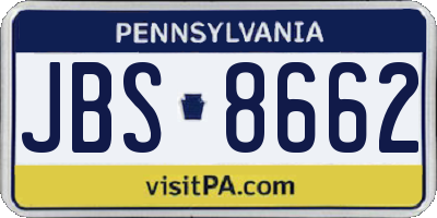 PA license plate JBS8662
