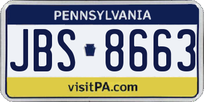 PA license plate JBS8663