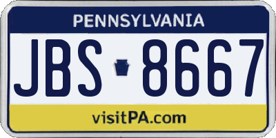 PA license plate JBS8667