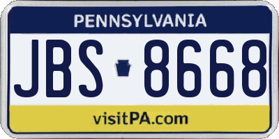 PA license plate JBS8668