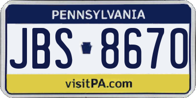 PA license plate JBS8670