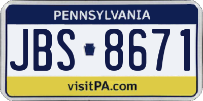 PA license plate JBS8671