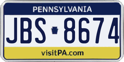 PA license plate JBS8674