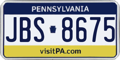 PA license plate JBS8675