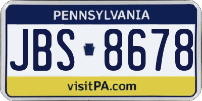PA license plate JBS8678