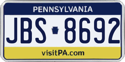 PA license plate JBS8692