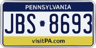 PA license plate JBS8693
