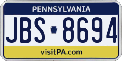 PA license plate JBS8694