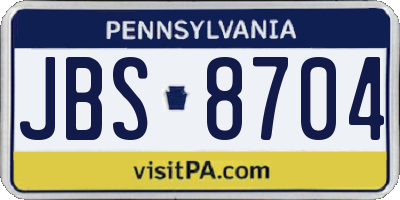 PA license plate JBS8704