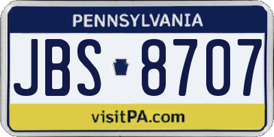 PA license plate JBS8707