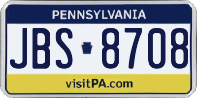 PA license plate JBS8708