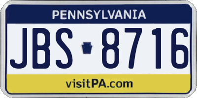 PA license plate JBS8716