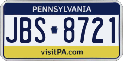 PA license plate JBS8721