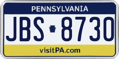 PA license plate JBS8730