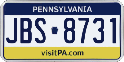 PA license plate JBS8731