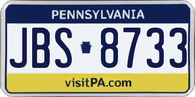 PA license plate JBS8733