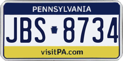 PA license plate JBS8734