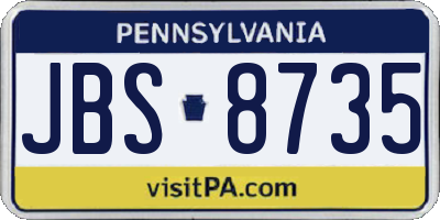 PA license plate JBS8735