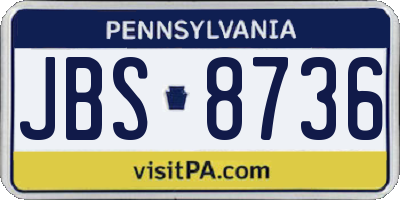 PA license plate JBS8736