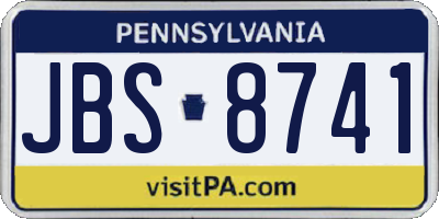 PA license plate JBS8741