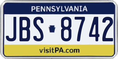 PA license plate JBS8742