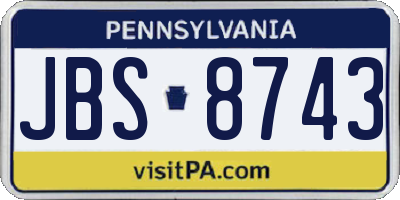PA license plate JBS8743